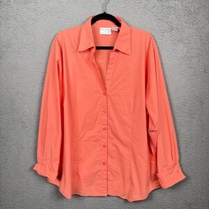 Worthington Woman Top‎ Womens 24W Coral Stretch Button Up Office Career Mature